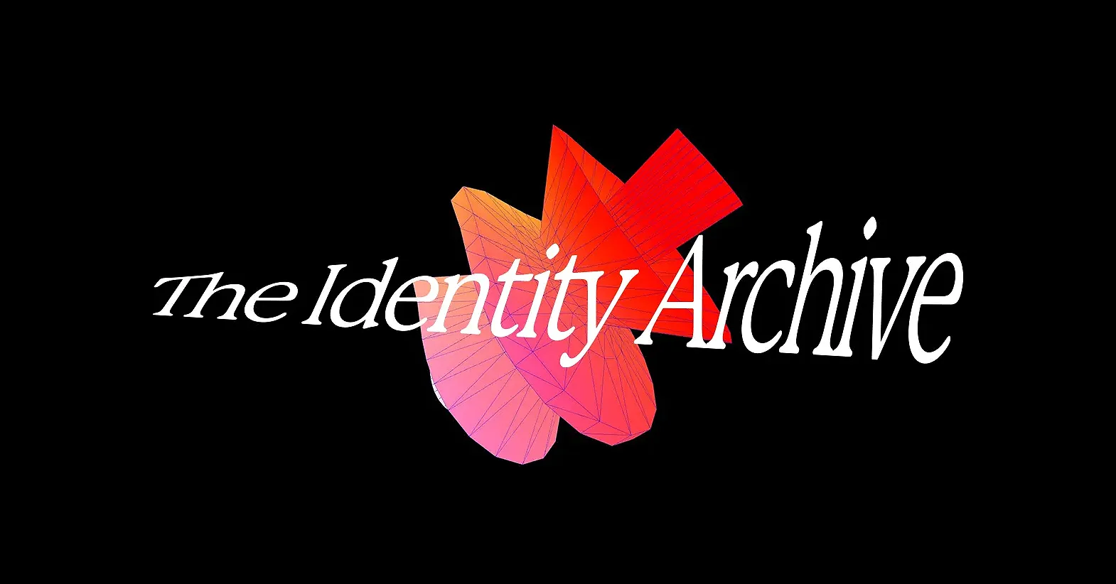 The Identity Archive logotype over an abstract red and purple gradient shape
